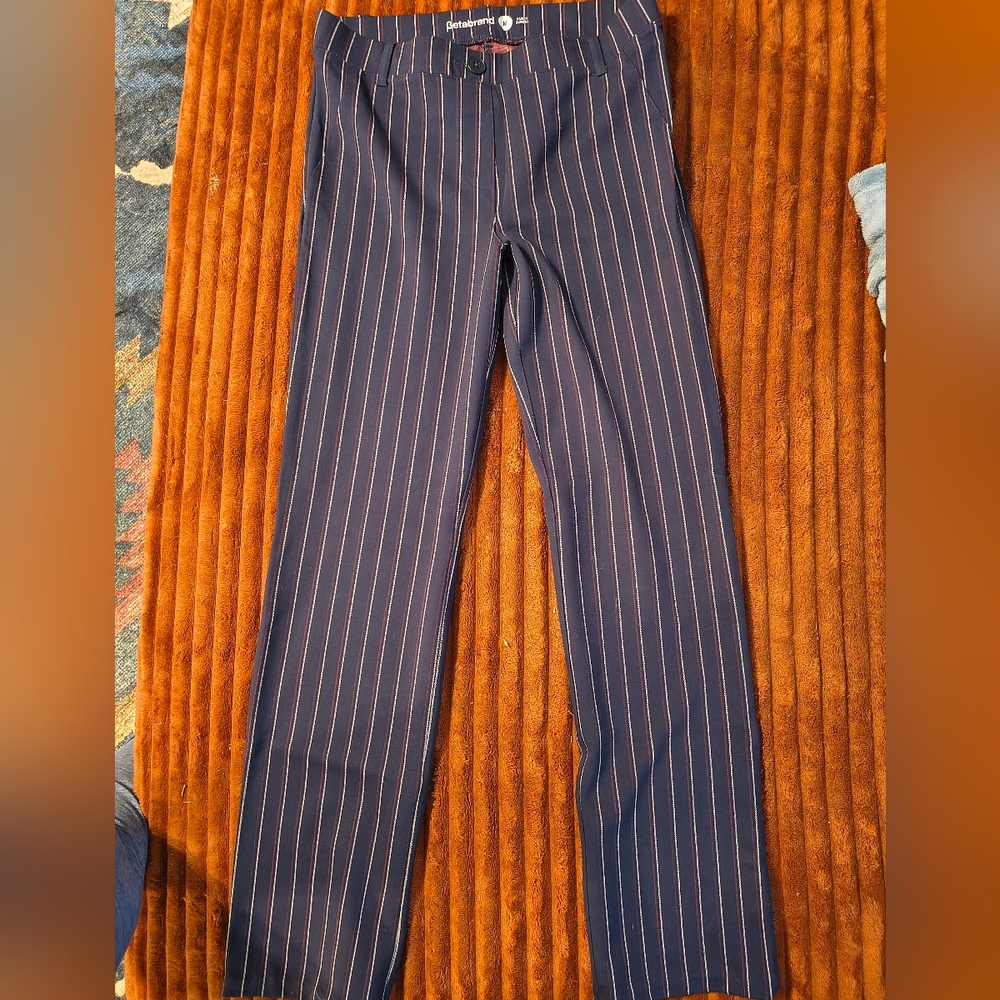 Betabrand Blue Pinstripe Dress Pants
